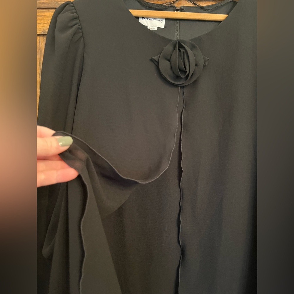NWT Vintage Patra Tiered Black Chiffon Special Occasion Cocktail Dress, 14 - Picture 4 of 13